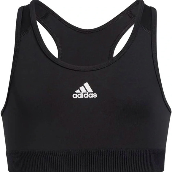 NWT Adidas Girls Black Aeroready Techfit Sports Bra, Size L (14) - Picture 1 of 6